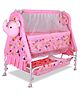 BUBBLEBABY Premium Baby Elephant Cradle With Mosquito Net All 360 Rotating Wheels With Wheel Lock Storage Basket - Pink