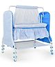 BUBBLEBABY Premium Baby Dot Cradle With Mosquito Net All 360° Rotating Wheels With Wheel Lock Storage Basket - Blue
