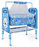 BUBBLEBABY Premium Baby Rabbit Cradle With Mosquito Net All 360° Rotating Wheels With Wheel Lock Storage Basket - Blue