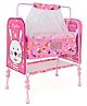 BUBBLEBABY Premium Baby Rabbit Cradle With Mosquito Net All 360° Rotating Wheels With Wheel Lock Storage Basket - Pink