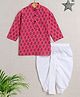 The Magic Wand Cotton Full Sleeves Floral Motifs Printed Kurta Dhoti Set - Fuchsia