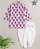 The Magic Wand Cotton Full Sleeves Floral Motifs Printed Kurta Dhoti Set - White