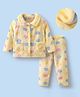 Mark & Mia Full Sleeves Co-ords Fur Winter Wear Night Suit with Heart Design - Yellow