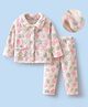 Mark & Mia Full Sleeves Co-ords Fur Winter Wear Night Suit with Butterfly Design - White