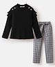 Mark & Mia Full Sleeves T-Shirt & Checkered Trouser Set with Belt - Black