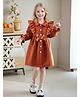 Mark & Mia Full Sleeves Winter Frock With Frill & Cable Knit Detailing - Brown