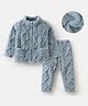 Mark & Mia Full Sleeves with Winter Wear Co-Ord Night Suit with Cable Knit Design - Blue