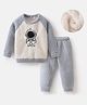 Mark & Mia Full Raglan Sleeves Winter Wear Night Suit with Astronaut Patch Detailing - Light Blue