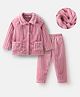 Mark & Mia Full Sleeves Front Open Co-ords Winter Wear Night Suit - Pink