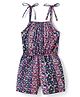 CrayonFlakes Cotton Woven Sleeveless Floral Printed Jumpsuit - Navy Blue