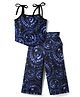 CrayonFlakes Knit Sleeveless Tie Dye Top & Coordinating Palazzo Set - Blue