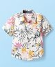 CrayonFlakes Rayon Woven Half Sleeves Floral Printed Shirt - Off White