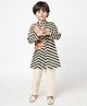 Lil' Drama Full Sleeves Floral & Chevron Printed Kurta Pant Set - Black