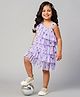 Lil' Drama Sleeveless Butterflies Foil Printed Layered Dress - Lavender