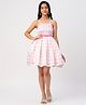 Lil' Drama Mattel Featuring Sleeveless Window Pane Checked Barbie Text Printed Ballerina Party Dress - Pink