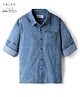 Arias Cotton Woven Full Sleeves Denim Shirt With Leaves Print - Blue