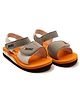 Beanz Colour Blocked Sandals With Double Velcro Closure - Orange & Grey