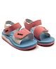 Beanz Colour Blocked Sandals With Double Velcro Closure - Sky Blue & Pink