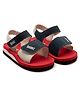 Beanz Colour Blocked Sandals With Double Velcro Closure - Red & Navy Blue