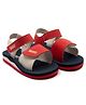 Beanz Colour Blocked Sandals With Double Velcro Closure - Navy Blue & Red