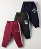 Zero Cotton Knit Full Length Lounge Pant With Text Print Pack Of 3 - Navy Blue Black & Maroon