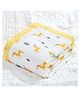 Baby Muslin Organic Cotton Super Soft Absorbent Muslin 6 Layer  Blanket - Deer Print - White & Yellow