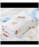 Baby Muslin Organic Cotton Super Soft Absorbent Muslin 6 Layer  Blanket - Sleepy Bear - White & Light Blue