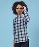CRIMSOUNE CLUB 100% Cotton Full Sleeves Checked Shirt - Navy Blue