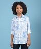 CRIMSOUNE CLUB Cotton Full Sleeves Floral Printed Shirt - Blue