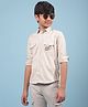 CRIMSOUNE CLUB Cotton Full Sleeves Typography Printed Shirt - Beige