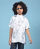 CRIMSOUNE CLUB Cotton Half Sleeves Floral Printed Ethnic Shirt - Grey