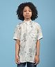 CRIMSOUNE CLUB Cotton Half Sleeves Floral Printed Ethnic Shirt - Grey