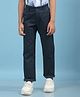 CRIMSOUNE CLUB Cotton Checked Trousers - Navy Blue