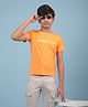 CRIMSOUNE CLUB Cotton Half Sleeves Brand Name Printed Tee - Orange