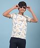 CRIMSOUNE CLUB Cotton Half Sleeves Triangles Printed Tee - White