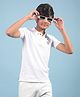 CRIMSOUNE CLUB Half Sleeves Cotton Solid Polo Tee - White