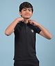 CRIMSOUNE CLUB Half Sleeves Cotton Solid Polo Tee - Black