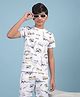 CRIMSOUNE CLUB Cotton Half Sleeves Dinosaur Printed Tee - White