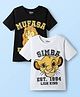 HoneyHap Disney Single Jersey Knit Half Sleeves T-shirts With Lion King Graphics Pack Of 2 - White & Black