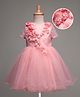 Mark & Mia Woven Half Sleeves Party Dress with Sequin Pearl & Floral Detailing - Peach