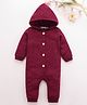 Mark & Mia Full Sleeves Winter Wear Solid Hooded Romper - Maroon