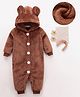 Mark & Mia Solid Coloured Hooded Romper With Applique - Brown