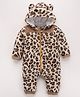 Mark & Mia Full Sleeves Hooded Romper With Leopard Print - Brown
