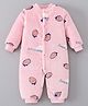 Mark & Mia Full Sleeves Front Open Winter Wear Romper with Pineapple Print - Pink