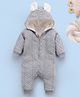 Mark & Mia Full Sleeves Winter Wear Hooded Romper With Cable Knit Design - Grey