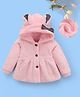 Mark & Mia Full Sleeves Solid Fur Hooded Winter Jacket With Bow & Ear Applique - Pink