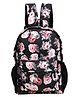 Happile Backpack  flower theme Black color  (Apt for kids )-23 litre- Height 16.5 Inches
