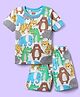 Babyhug Cotton Knit Half Sleeves Co-ords Shorts Night Suit With Vehicle Print - Multicolor