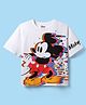 Pine Kids Disney Single Jersey Knit  Half Sleeves Drop Shoulder T-Shirt With Mickey Mouse Graphics - White