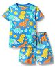 Babyhug Cotton Knit Half Sleeves Co-Ord Shorts Night Suit with Dino Print - Blue